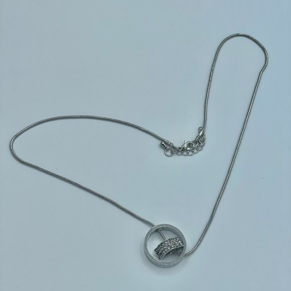 Swarovski Crystal Elements Infinity Heart with Ring Necklace Silver Tone - Picture 8 of 8